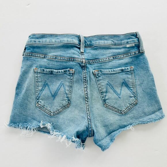 Mother Denim The Scrapper Jean Shorts Size 25 Fray Hem Light Blue Wash 3" Inseam - Picture 4 of 9